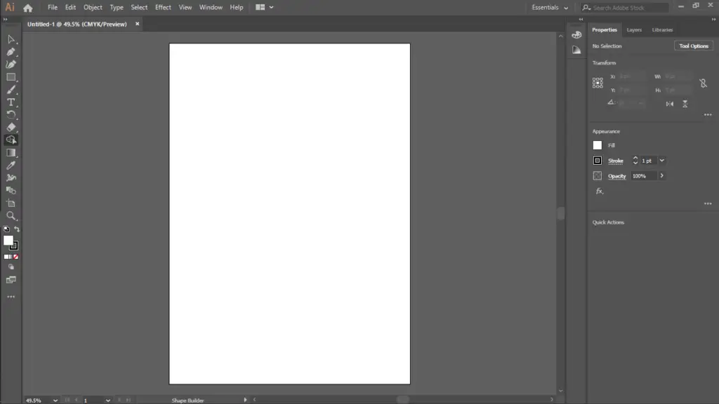 Adobe illustrator program interface