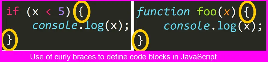 JavaScript code-blocks declaration with curry braces