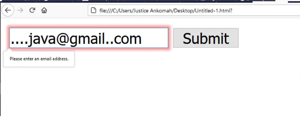 html5 email validation