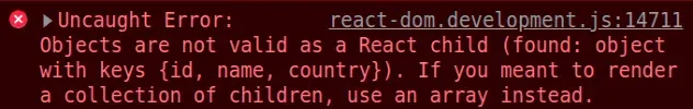 objects are not valid as a react child
